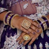 Purple Color Gold plated Jadau Kundan Bangles