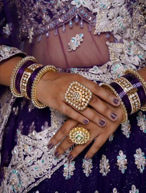 Purple Color Gold plated Jadau Kundan Bangles